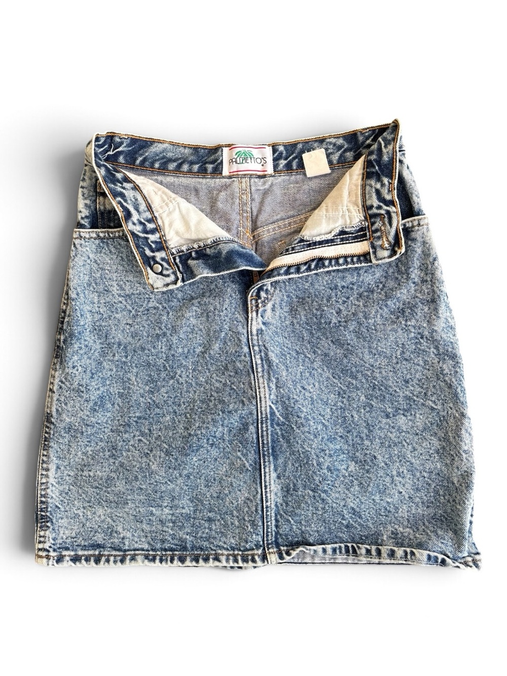 Vintage Palmetto’s Size 7 Acid Wash Denim Skirt Made in USA 90s